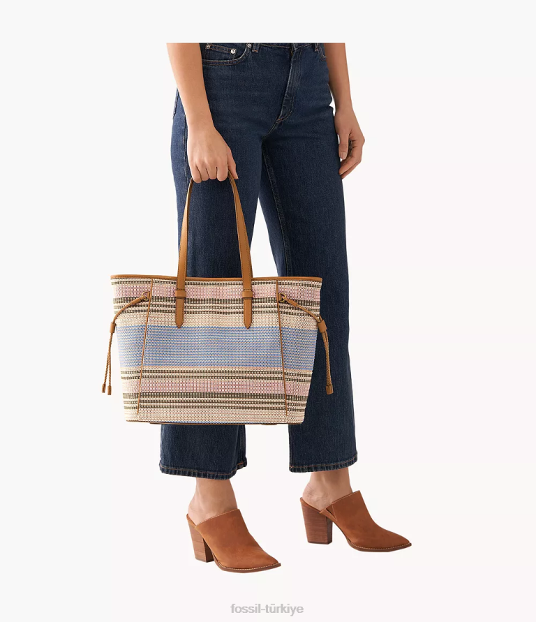 Fossil 6J04704 çizgili Charlie çantası çanta kadınlar