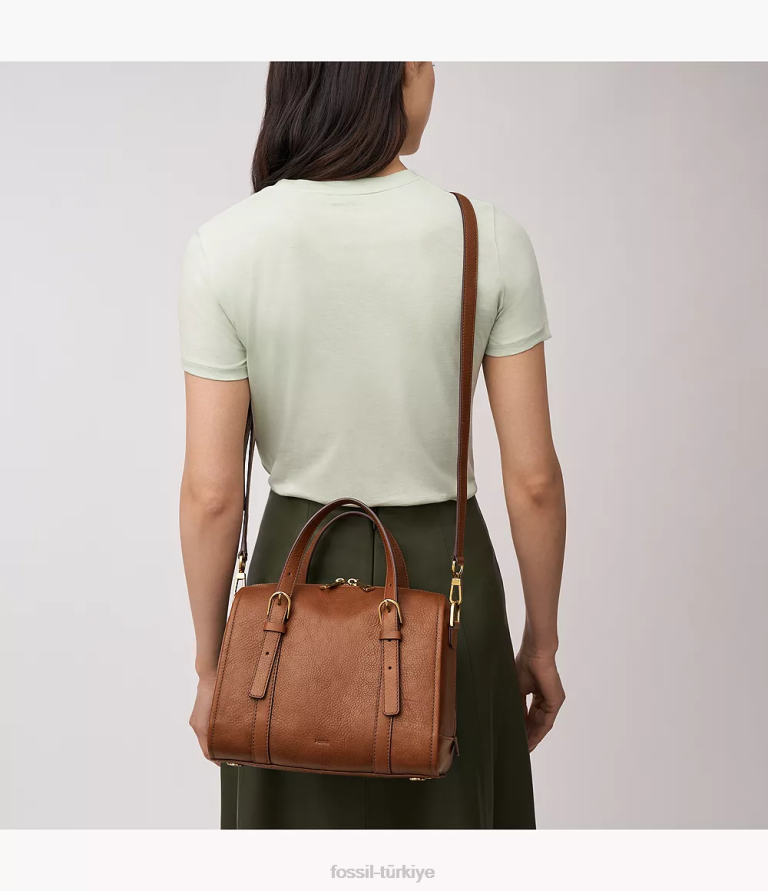 Fossil 6J04396 kahverengi carlie çantası çanta kadınlar