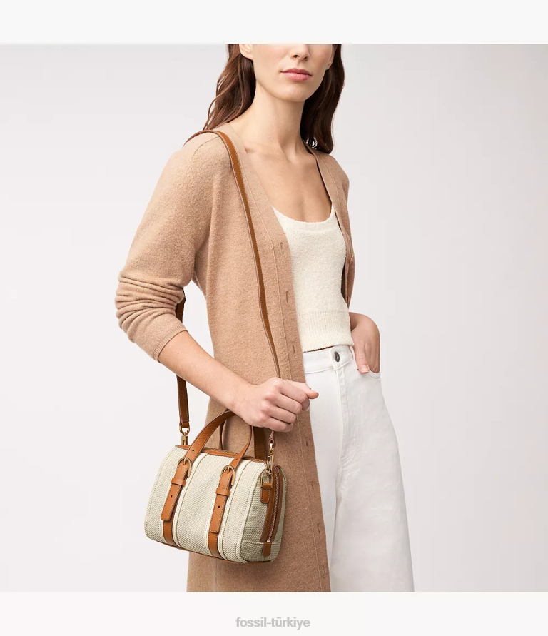 Fossil 6J04398 açık kahverengi carlie mini çanta çanta kadınlar