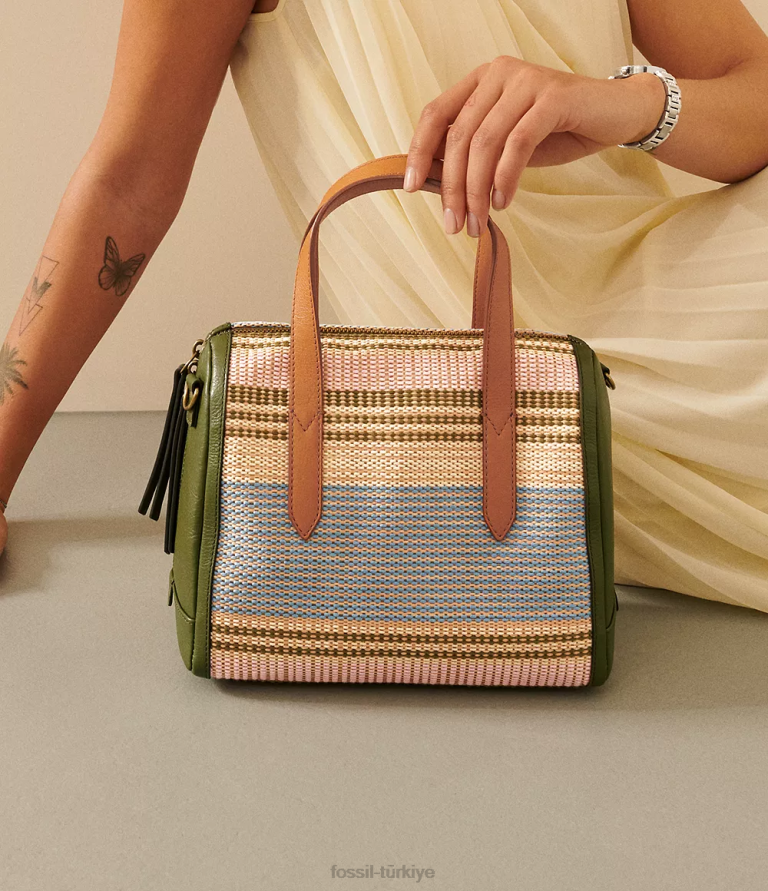 Fossil 6J04442 çizgili Sidney çantası çanta kadınlar