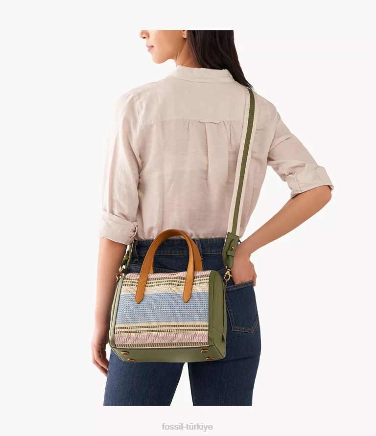 Fossil 6J04442 çizgili Sidney çantası çanta kadınlar