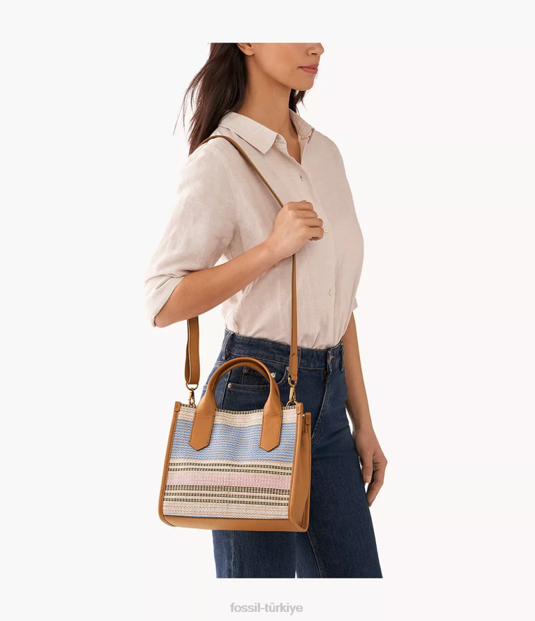 Fossil 6J04483 çizgili Kyler çantası çanta kadınlar