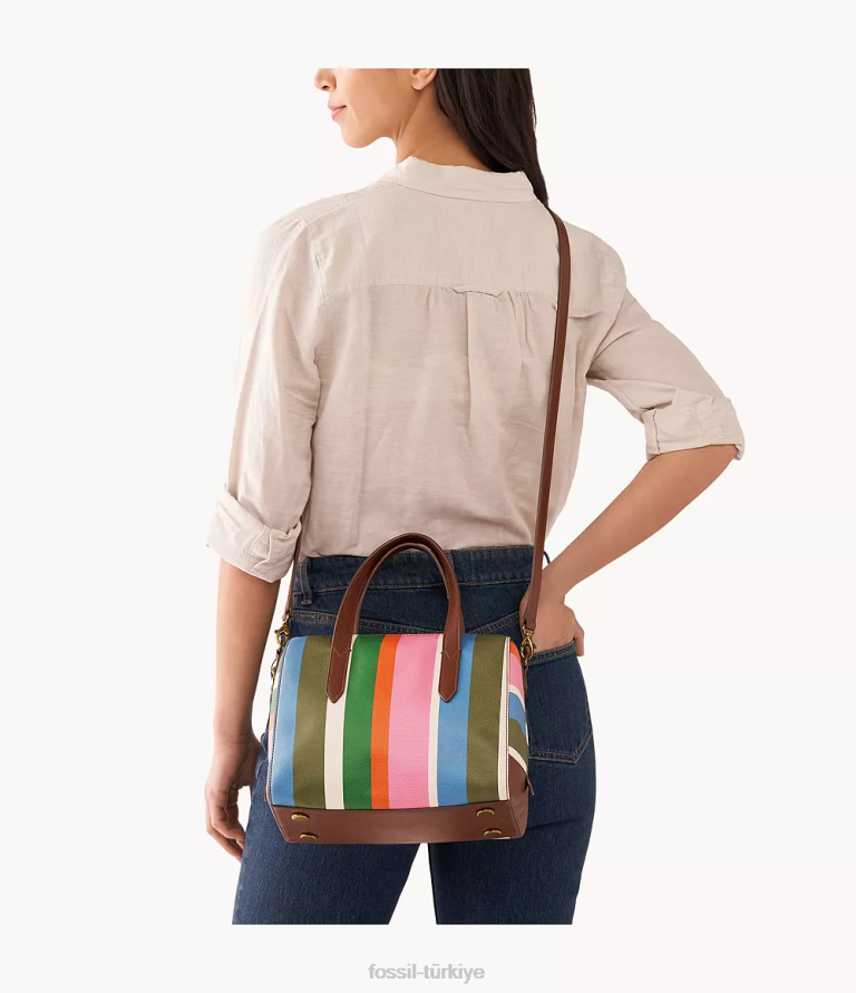 Fossil 6J04581 çizgili Sidney çantası çanta kadınlar