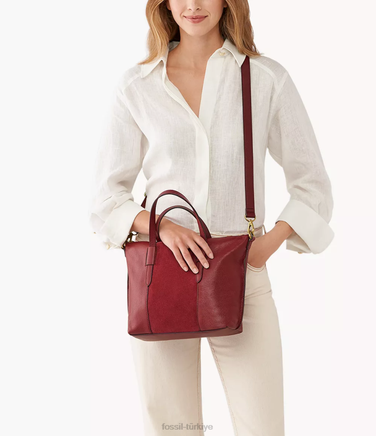 Fossil 6J04605 kırmızı Skylar çantası çanta kadınlar