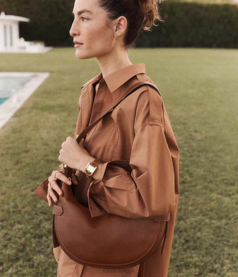 Fossil 6J04379 kahverengi Harwell serseri çanta kadınlar