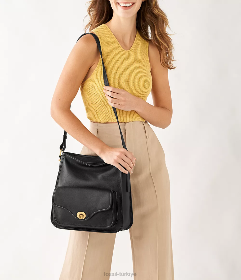 Fossil 6J04382 siyah miras serseri çanta kadınlar
