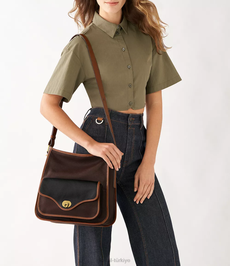 Fossil 6J04423 koyu kahverengi miras serseri çanta kadınlar