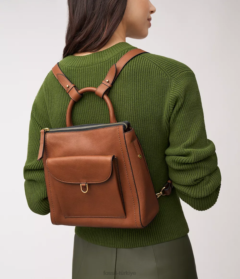 Fossil 6J04388 kahverengi parker küçük sırt çantası çanta kadınlar