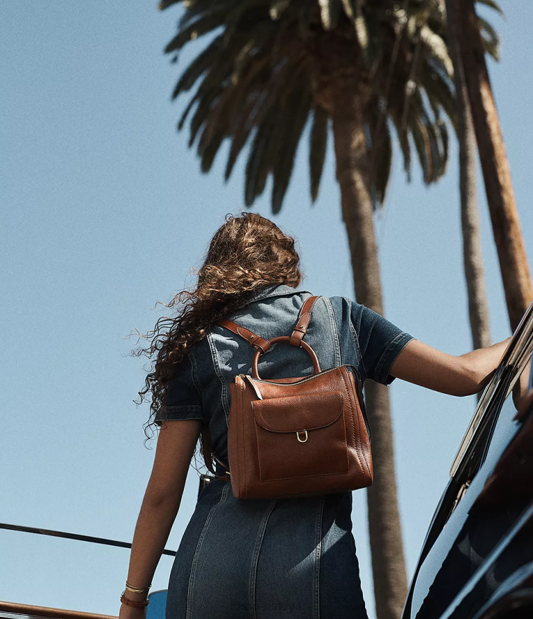 Fossil 6J04388 kahverengi parker küçük sırt çantası çanta kadınlar