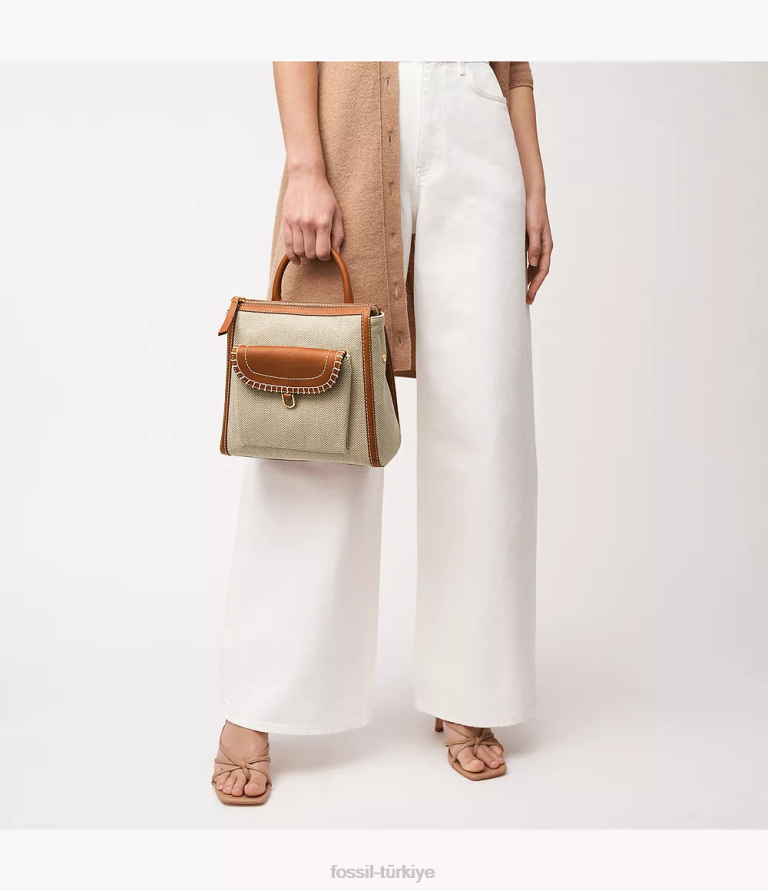 Fossil 6J04393 açık kahverengi parker küçük sırt çantası çanta kadınlar