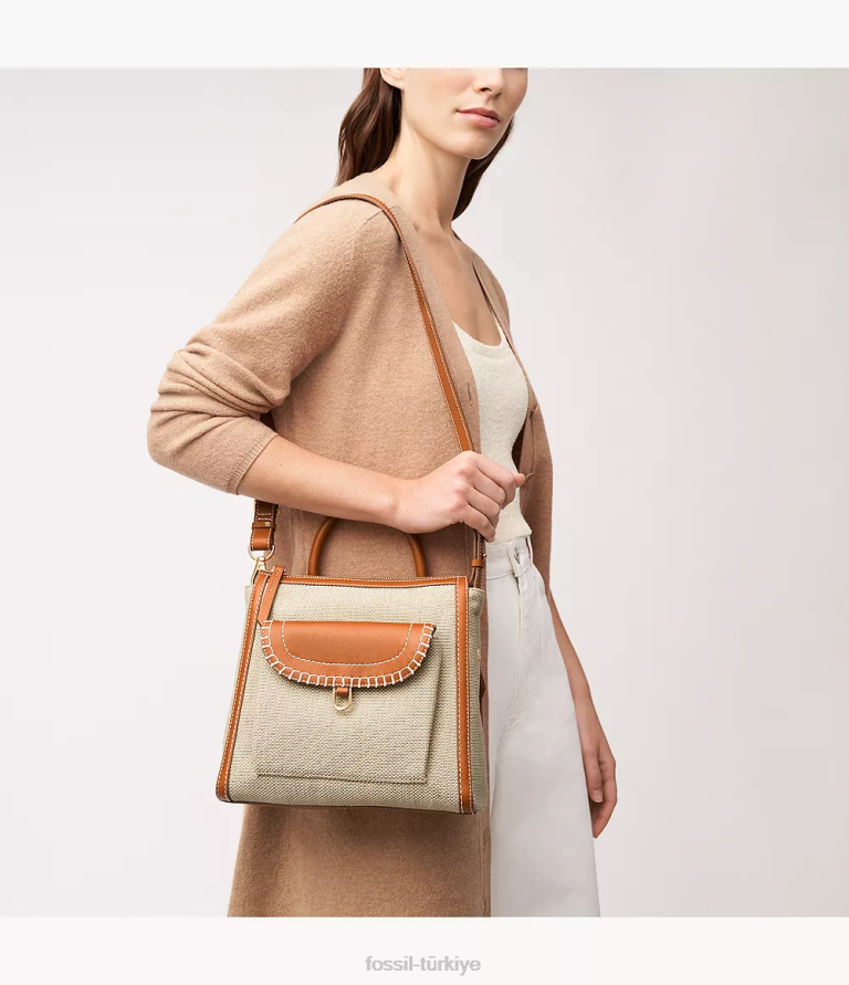 Fossil 6J04393 açık kahverengi parker küçük sırt çantası çanta kadınlar