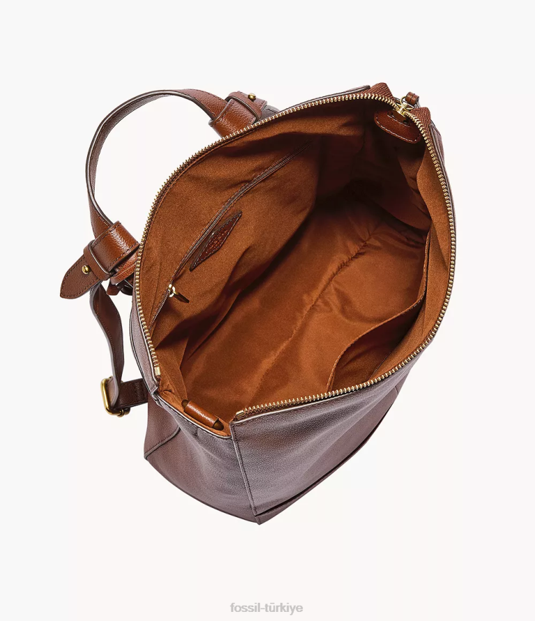 Fossil 6J04404 kahverengi elina üstü açılır sırt çantası çanta kadınlar