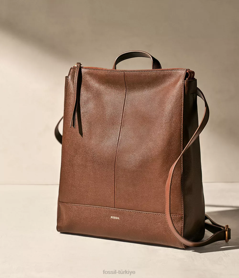 Fossil 6J04404 kahverengi elina üstü açılır sırt çantası çanta kadınlar