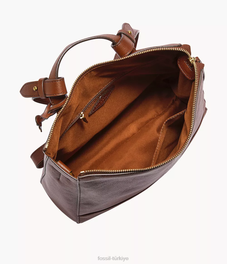 Fossil 6J04407 kahverengi elina üstü açılır küçük sırt çantası çanta kadınlar