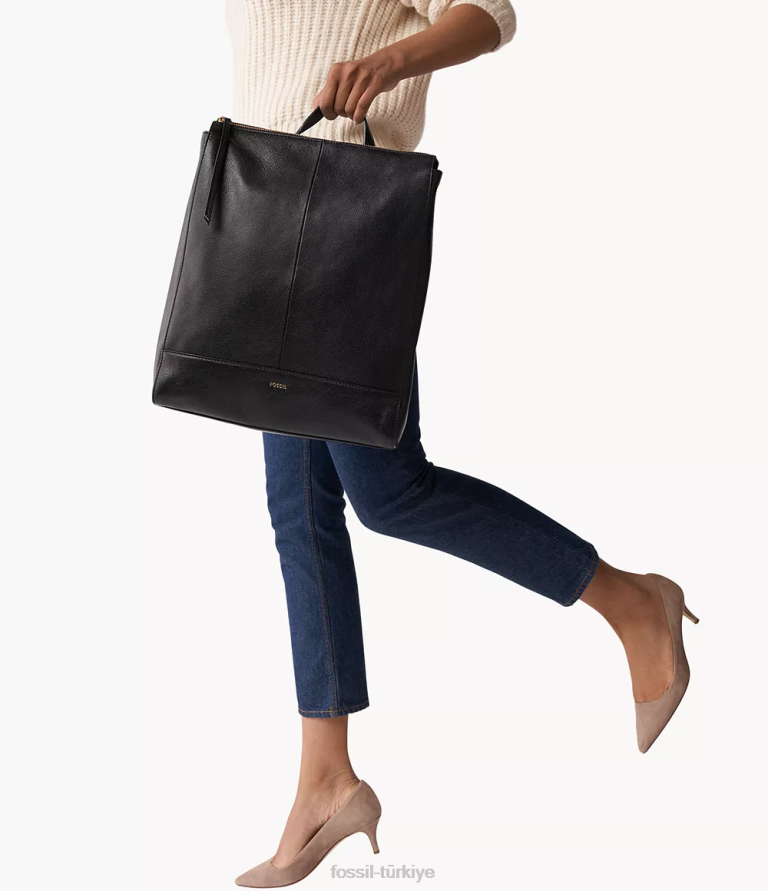 Fossil 6J04416 siyah elina üstü açılır sırt çantası çanta kadınlar
