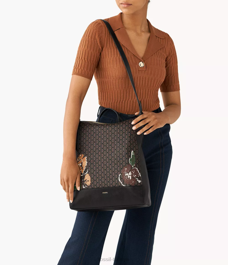 Fossil 6J04492 siyah elina üstü açılır sırt çantası çanta kadınlar