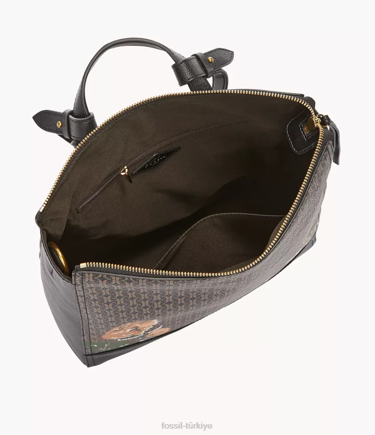 Fossil 6J04492 siyah elina üstü açılır sırt çantası çanta kadınlar