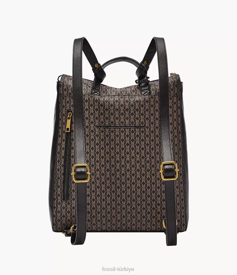 Fossil 6J04492 siyah elina üstü açılır sırt çantası çanta kadınlar
