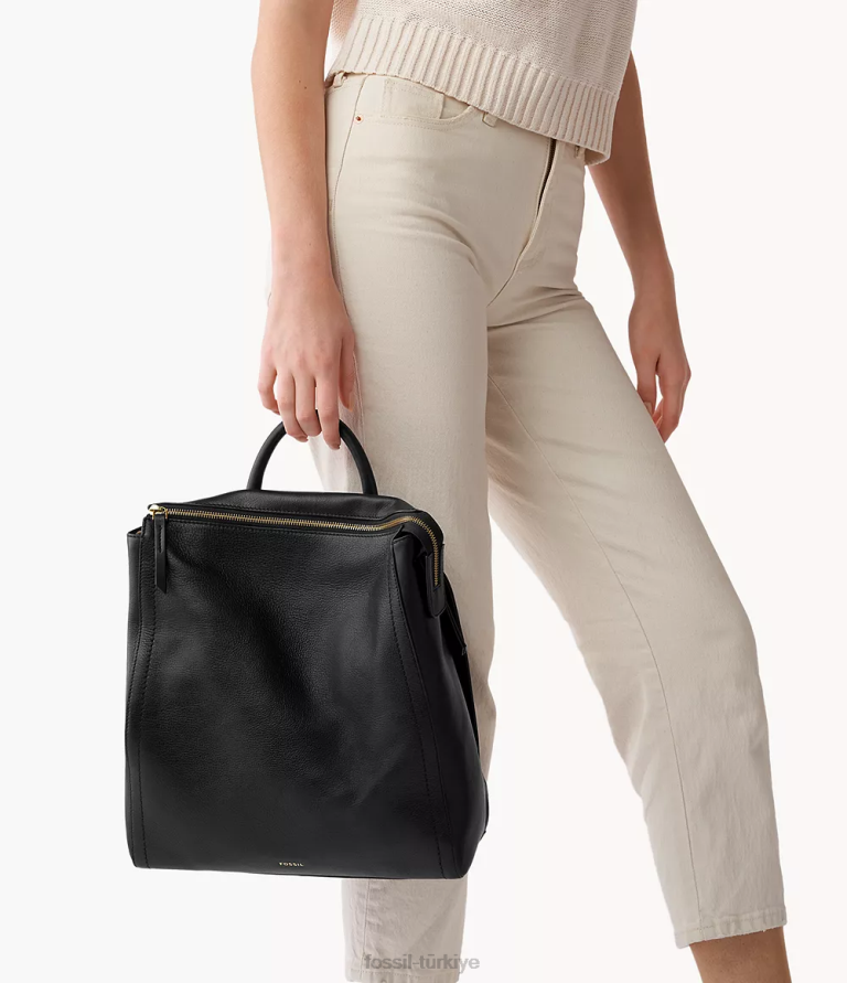 Fossil 6J04537 siyah parker dönüştürülebilir sırt çantası çanta kadınlar