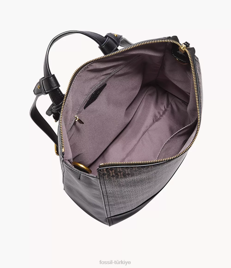 Fossil 6J04541 siyah elina üstü açılır sırt çantası çanta kadınlar