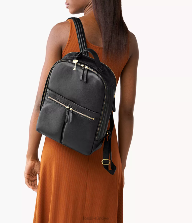 Fossil 6J04557 siyah tess dizüstü bilgisayar sırt çantası çanta kadınlar