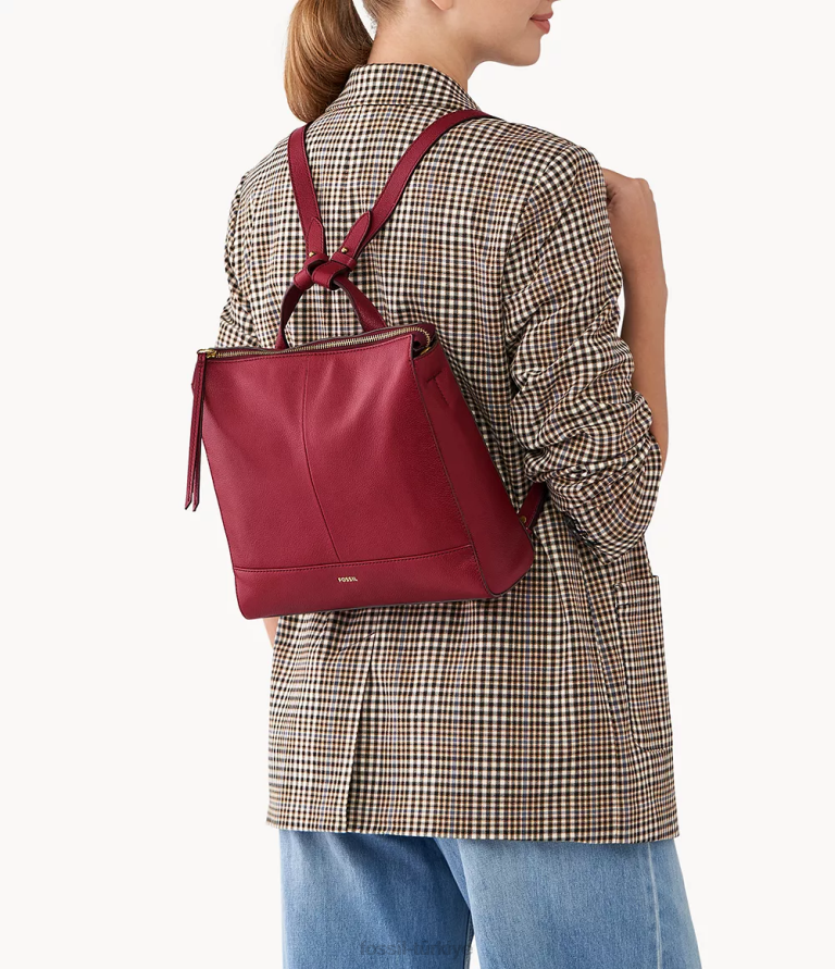 Fossil 6J04659 kırmızı elina üstü açılır küçük sırt çantası çanta kadınlar