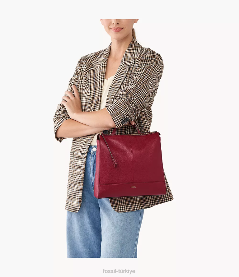 Fossil 6J04659 kırmızı elina üstü açılır küçük sırt çantası çanta kadınlar