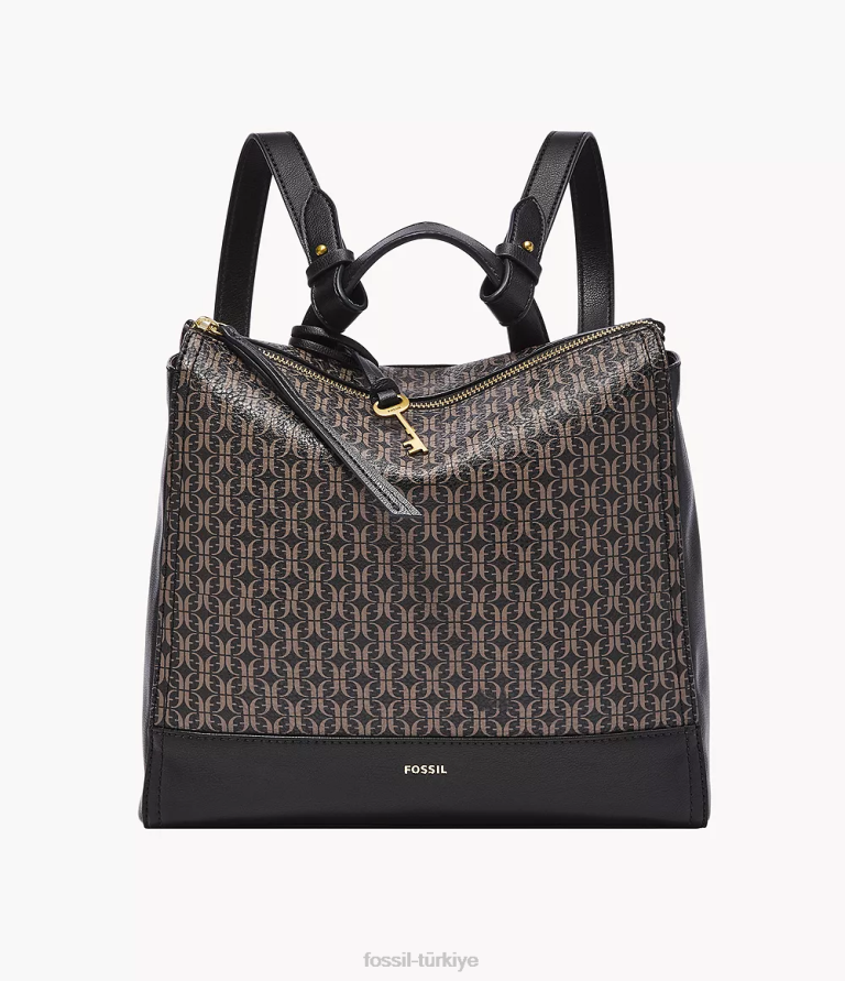 Fossil 6J04689 siyah elina üstü açılır küçük sırt çantası çanta kadınlar