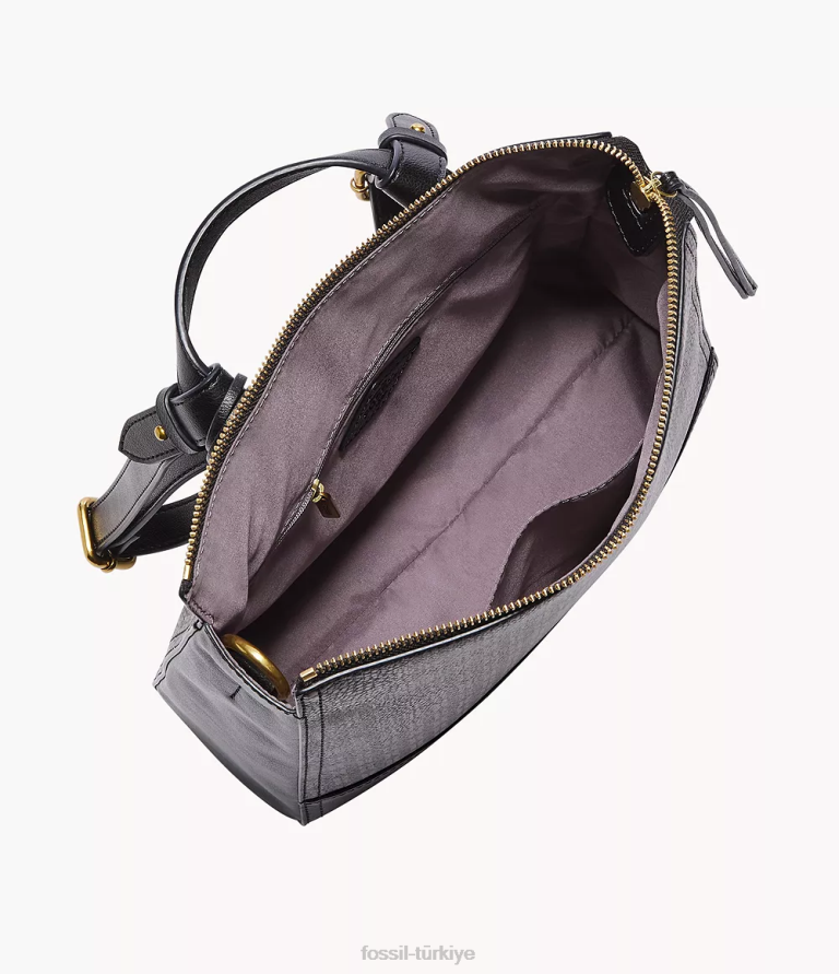 Fossil 6J04689 siyah elina üstü açılır küçük sırt çantası çanta kadınlar