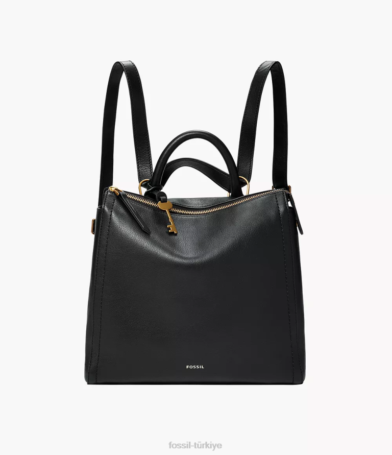 Fossil 6J04728 siyah parker üstü açılır küçük sırt çantası çanta kadınlar