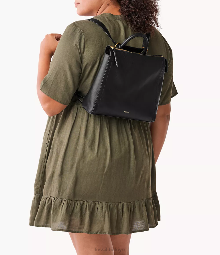 Fossil 6J04728 siyah parker üstü açılır küçük sırt çantası çanta kadınlar