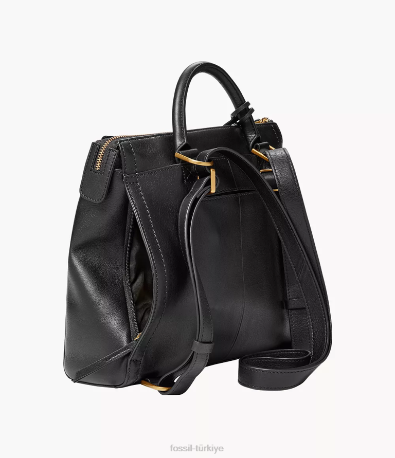 Fossil 6J04728 siyah parker üstü açılır küçük sırt çantası çanta kadınlar