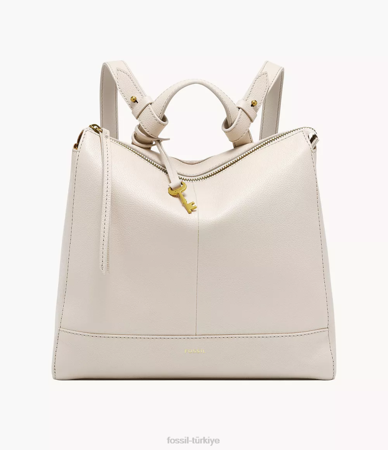 Fossil 6J04734 beyaz elina üstü açılır küçük sırt çantası çanta kadınlar