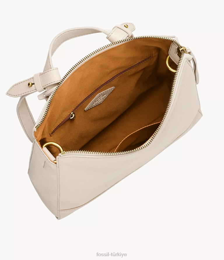 Fossil 6J04734 beyaz elina üstü açılır küçük sırt çantası çanta kadınlar