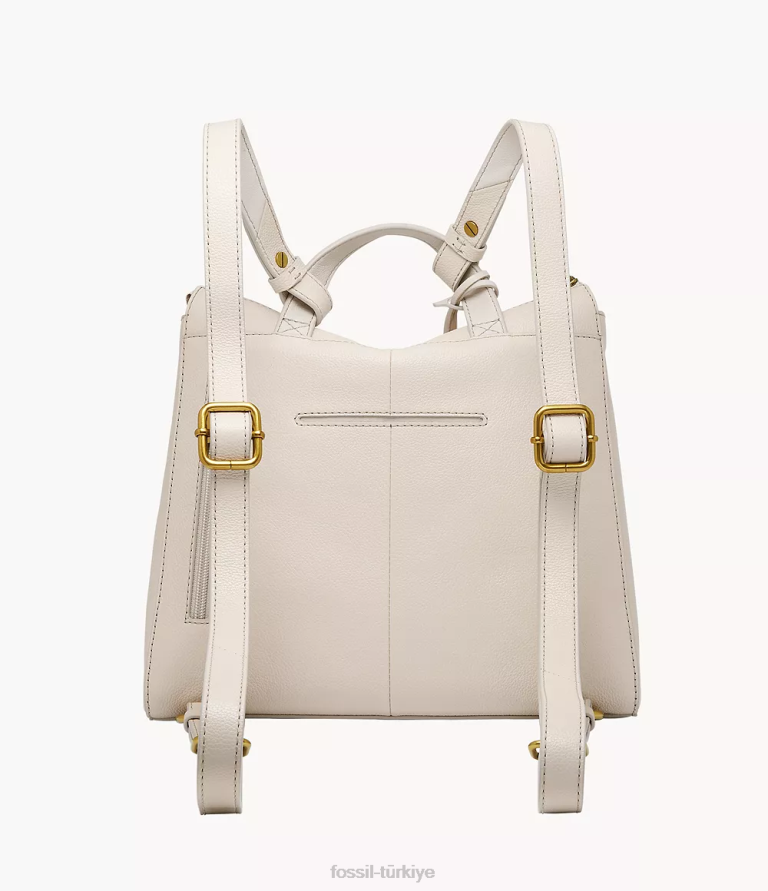 Fossil 6J04734 beyaz elina üstü açılır küçük sırt çantası çanta kadınlar