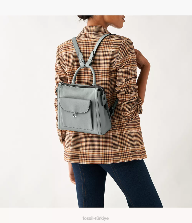Fossil 6J04736 mavi parker küçük sırt çantası çanta kadınlar