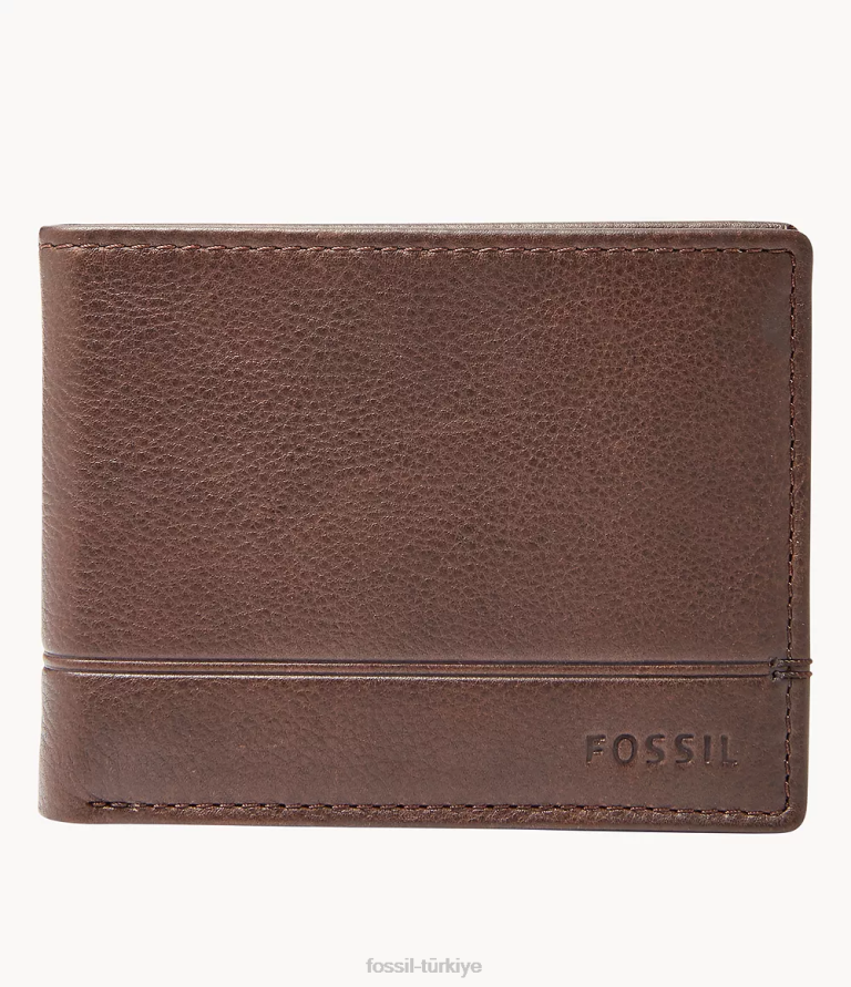 Fossil 6J041760 koyu kahverengi brooks kimliği ikiye katlayın cüzdan erkekler