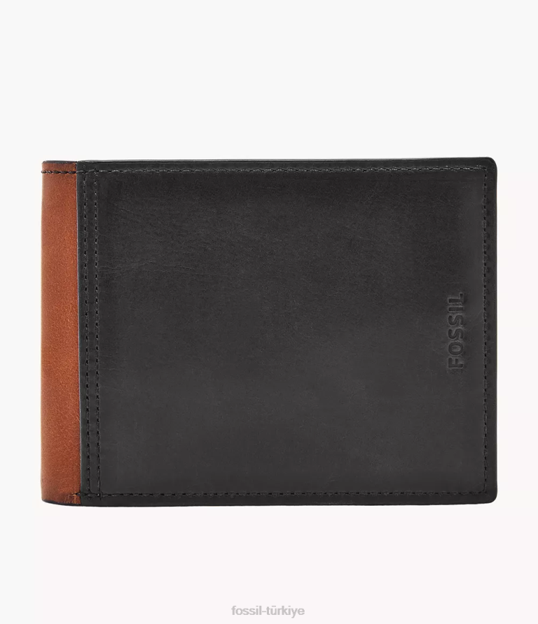 Fossil 6J041774 siyah taren uluslararası gezgin cüzdan erkekler