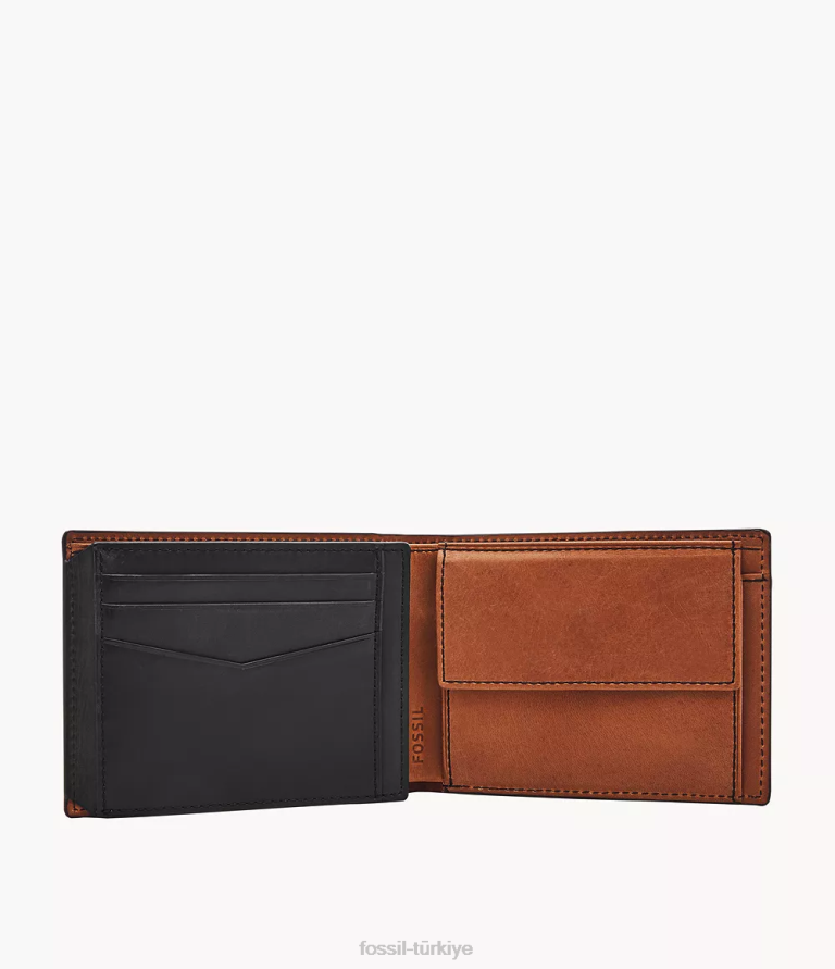 Fossil 6J041774 siyah taren uluslararası gezgin cüzdan erkekler