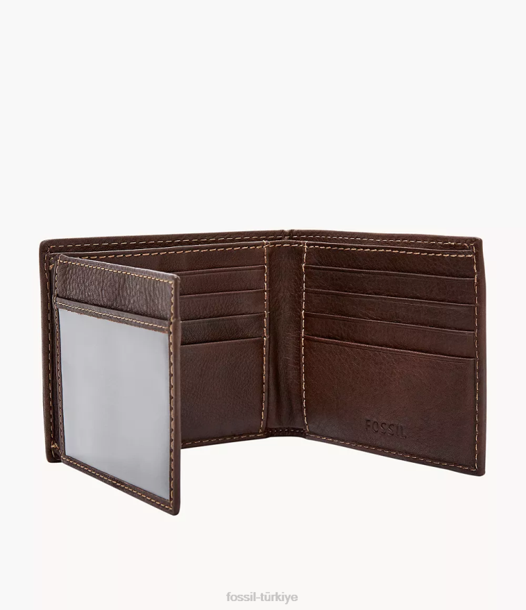 Fossil 6J041789 kahverengi Lufkin gezgini cüzdan erkekler