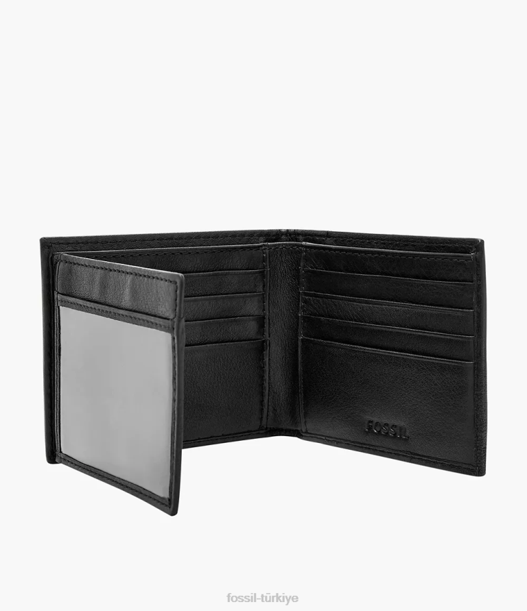 Fossil 6J041817 siyah Lufkin gezgini cüzdan erkekler