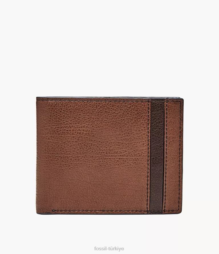 Fossil 6J041840 kahverengi ennis rfid gezgin cüzdan erkekler