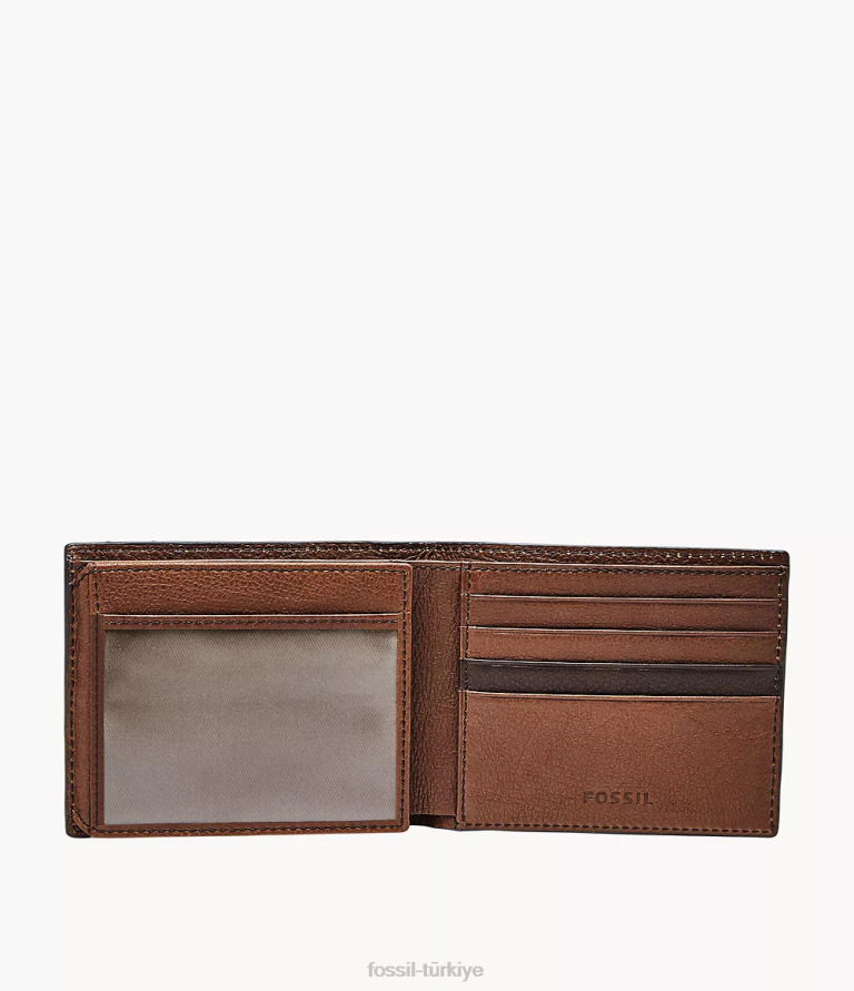 Fossil 6J041840 kahverengi ennis rfid gezgin cüzdan erkekler