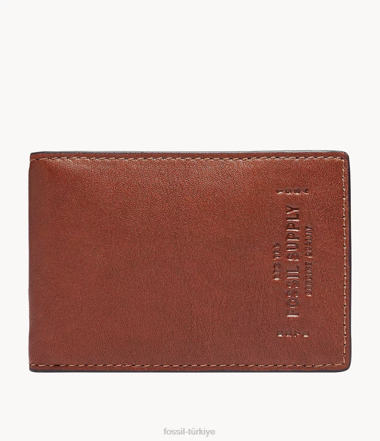 Fossil 6J041841 kahverengi Gregg para klibi iki katlı cüzdan erkekler