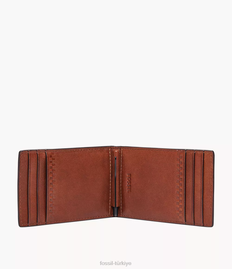Fossil 6J041841 kahverengi Gregg para klibi iki katlı cüzdan erkekler