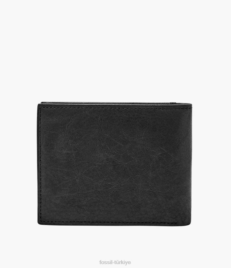 Fossil 6J041666 siyah çevirme kimliği ile ingram rfid ikiye katlama cüzdan erkekler