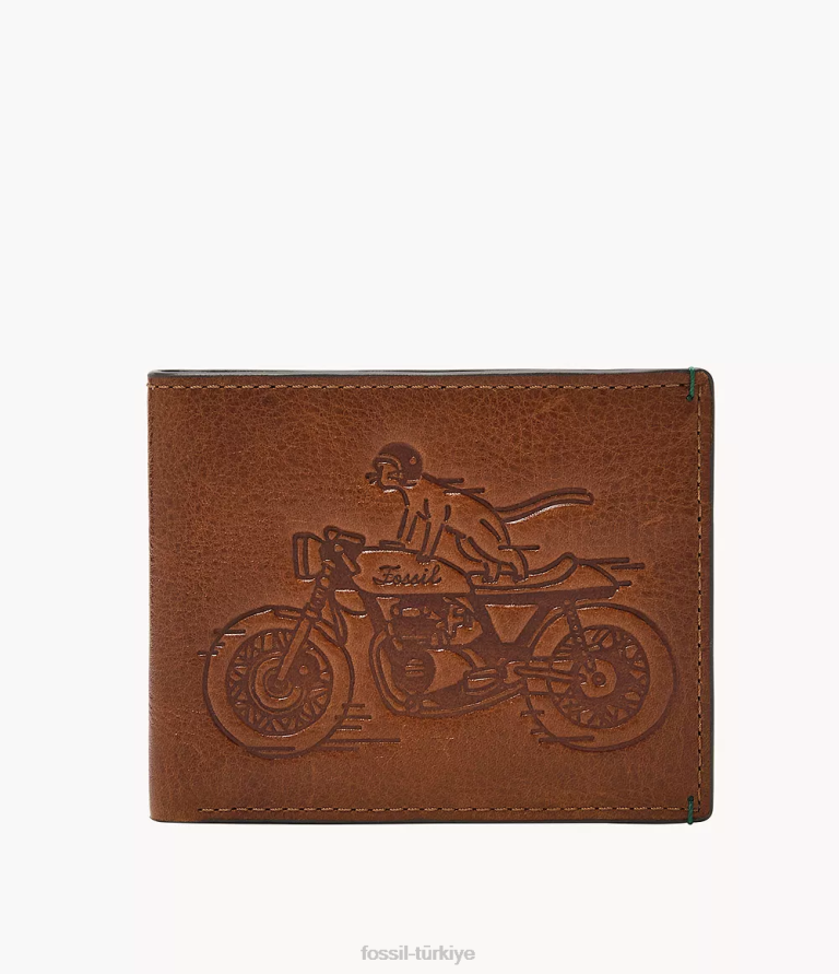 Fossil 6J041667 kahverengi kimliğiyle bronson iki katlı cüzdan erkekler