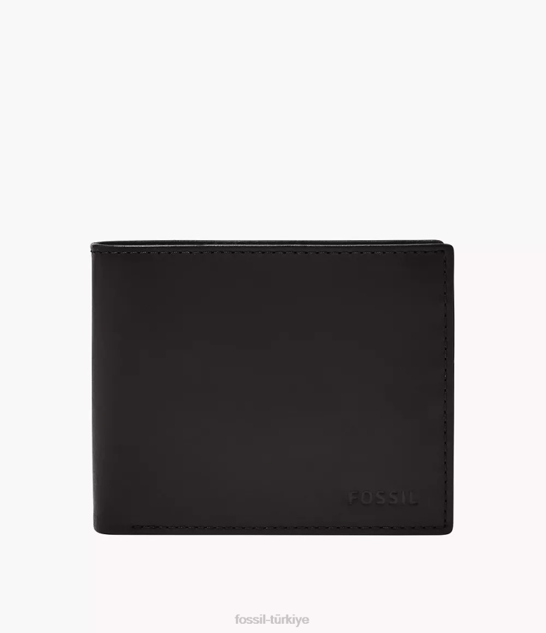 Fossil 6J041668 siyah derrick rfid büyük bozuk para cebi iki katlı cüzdan erkekler