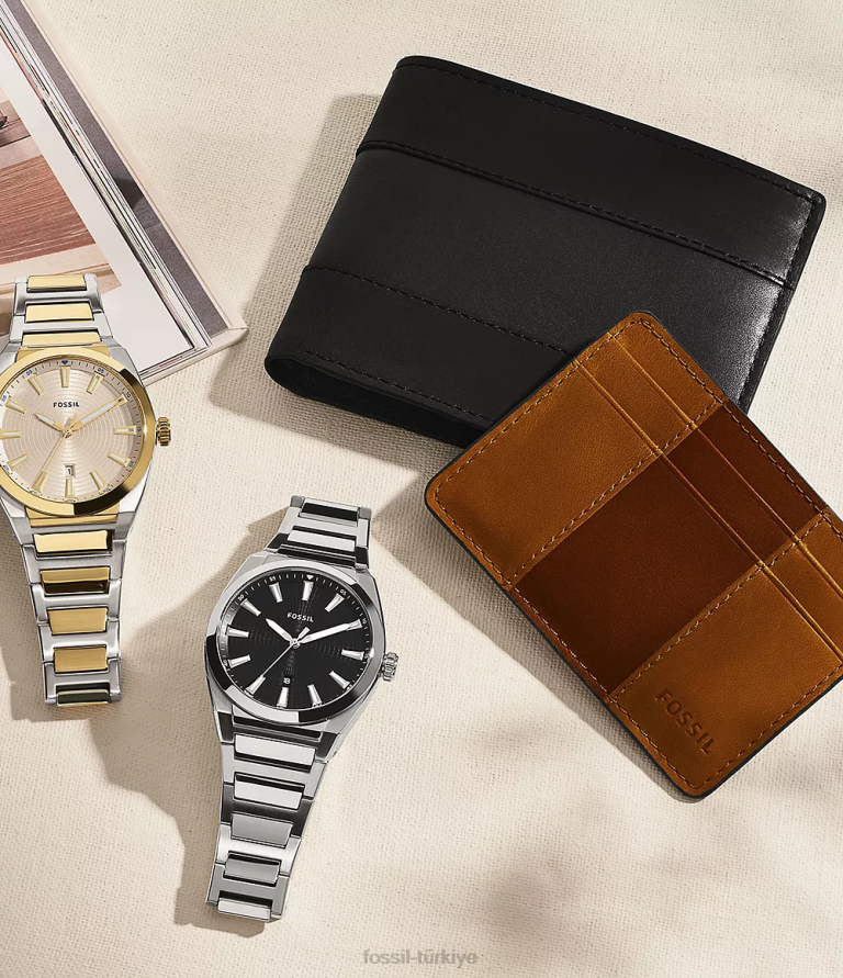 Fossil 6J041670 siyah flip kimliğiyle everett iki katlı cüzdan erkekler