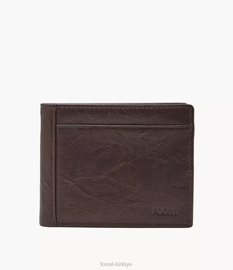Fossil 6J041671 kahverengi Flip ID'li Neel Bifold cüzdan erkekler